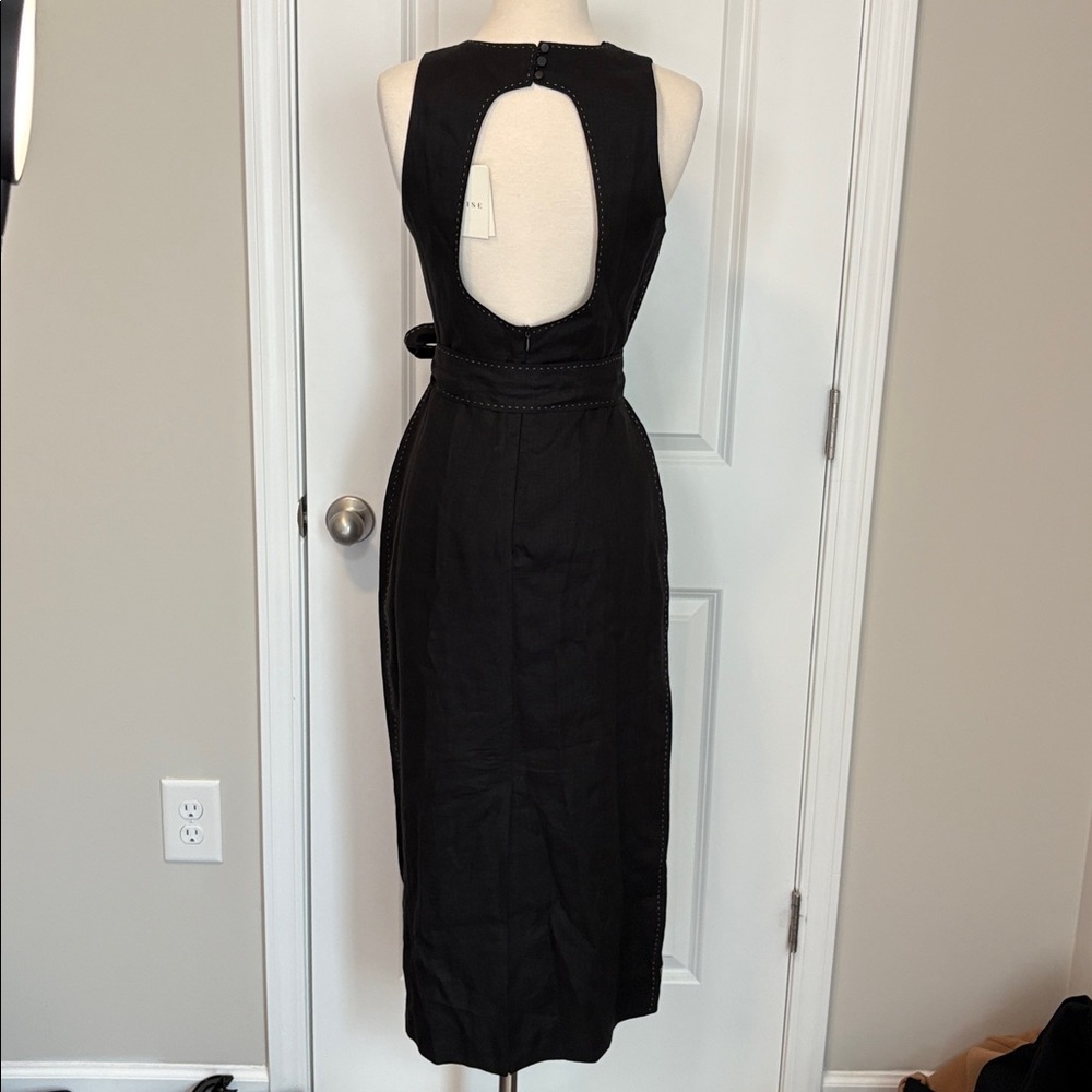 NEW EXQUISE Julieta dress in black Linen Embroidered Floral - Picture 10 of 12